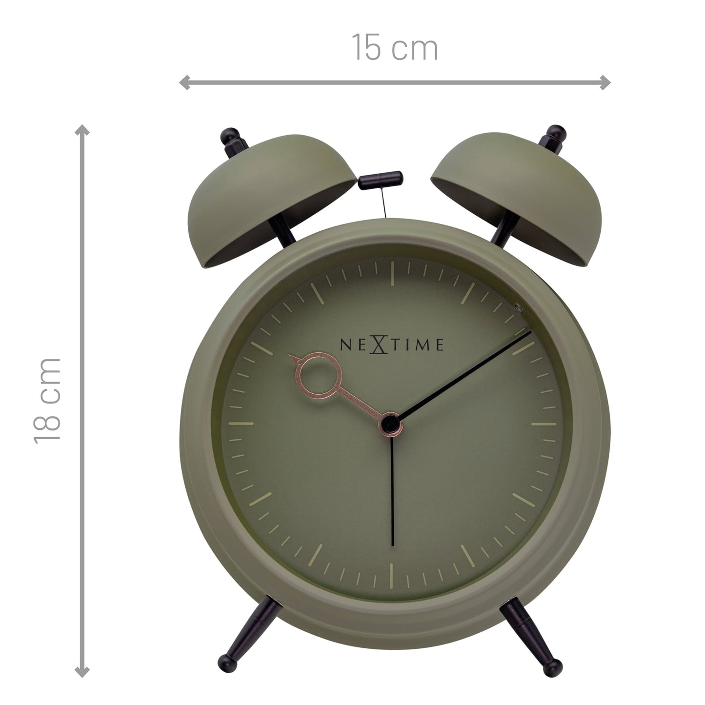 Table Alarm Clock 15x18x7cm - Silent -   Light function -  Metal "Golden Hour"