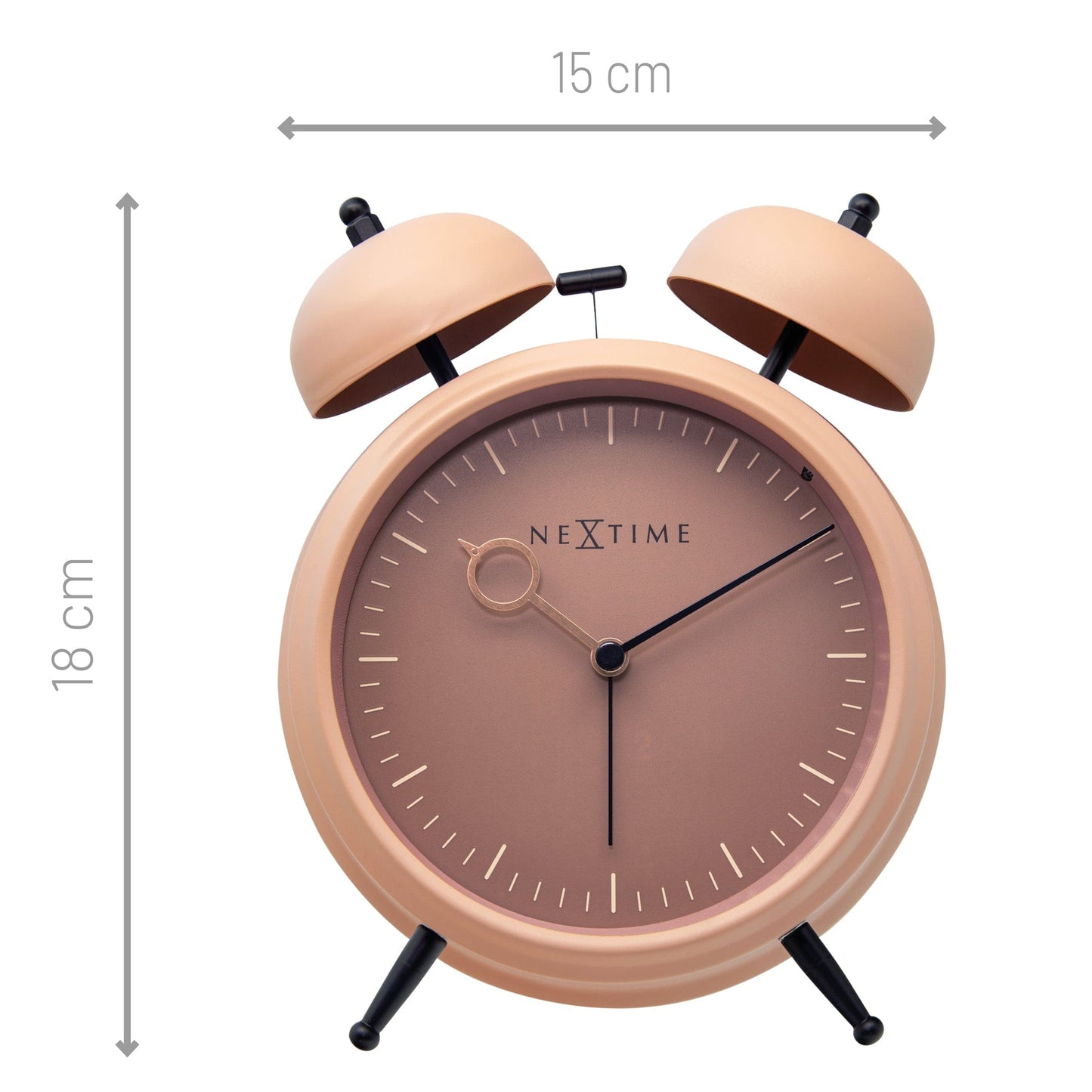 Table Alarm Clock 15x18x7cm - Silent -   Light function -  Metal "Golden Hour"