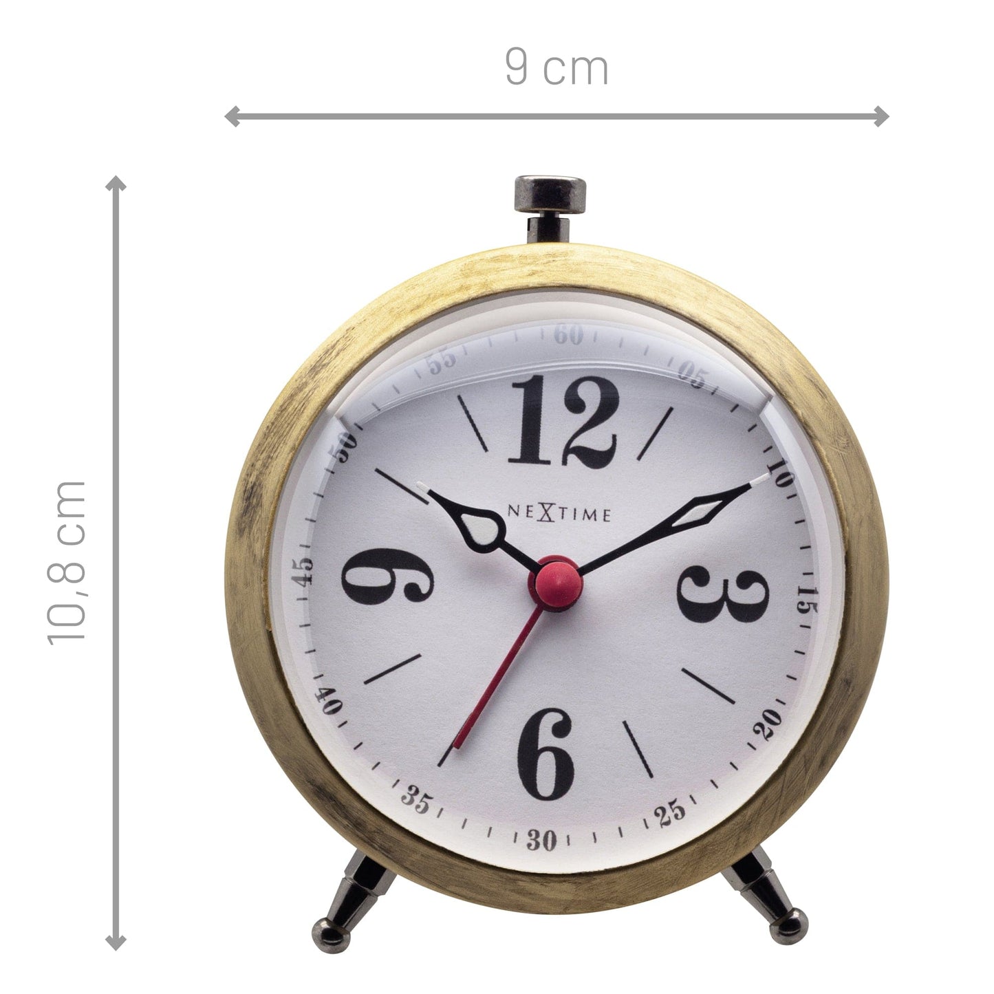 Table Alarm Clock 9x10.8x5cm - Silent - Luminous hands - Metal "Harvey"