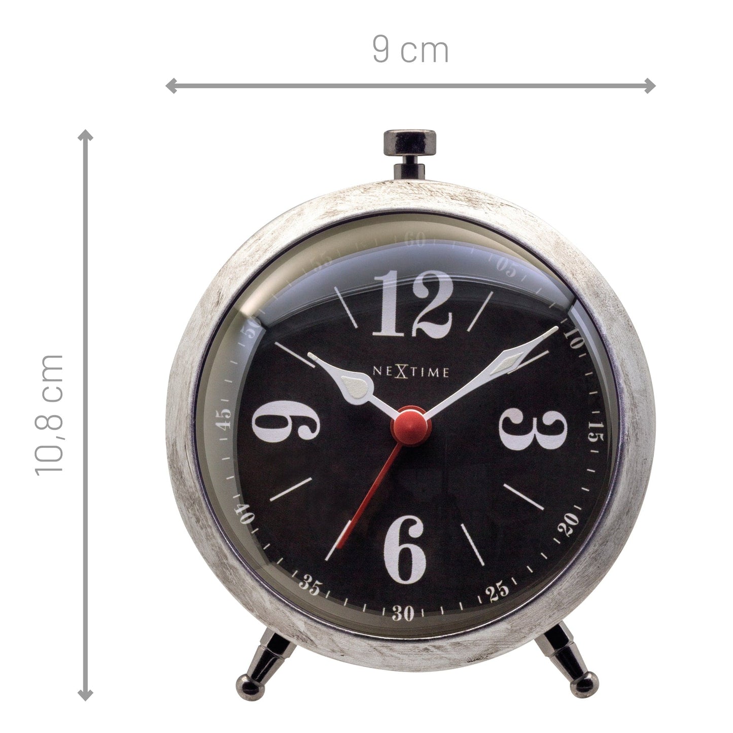 Table Alarm Clock 9x10.8x5cm - Silent - Luminous hands - Metal "Harvey"