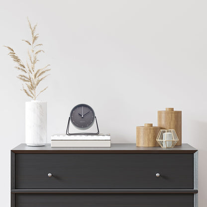 NeXtime Clocks Berlin Table Alarm Clock, silent metal design, 14x13x7cm, modern decorative table clock with clear face.