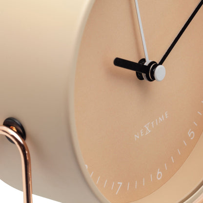 NeXtime Clocks Berlin table alarm clock, silver metal design, 14x13x7cm, silent operation, decorative table clock detail image