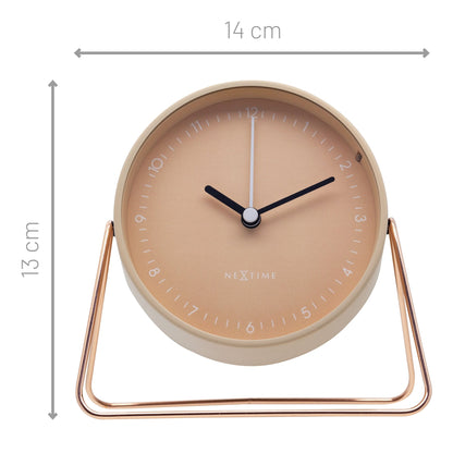 NeXtime Clocks Berlin table alarm clock, silent metal design, 14x13x7cm, modern clock for desk or bedside.