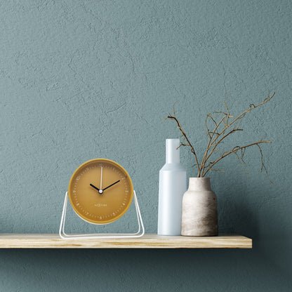 NeXtime Berlin table alarm clock, silent metal design, 14x13x7cm, modern clock for desk or bedside table.