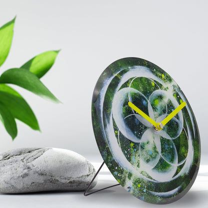 NeXtime Clocks Cosmo groene tafel- en wandklok van 20cm, stil, temperglas, geschikt voor tafel of muur, modern design