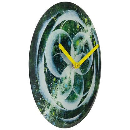 NeXtime Cosmo tafelklok van 20 cm, groene wijzerplaat, stil uurwerk, temperglas, geschikt voor tafel of muur, modern design
