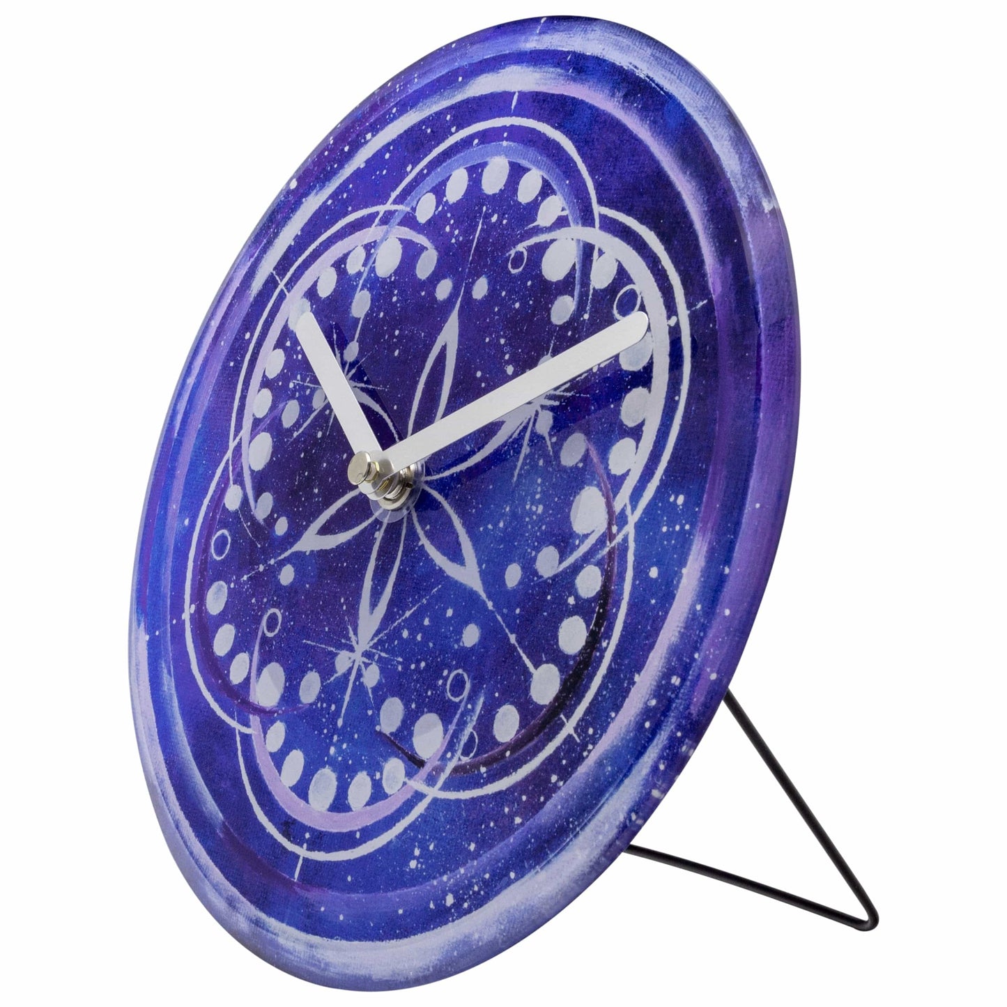 Table/Wall clock 20cm - Silent - Indigo -  Tempered Glass - "Cosmo Table"