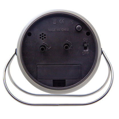 NeXtime Bubble Alarm Clock, metal table clock with silent mechanism, 14x12x8cm, showcasing its rounded bubble design from the back view.