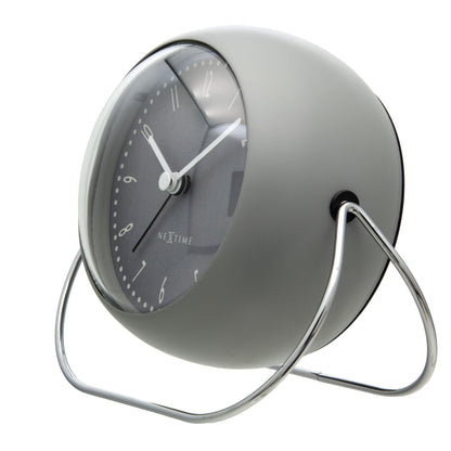 NeXtime Bubble Alarm Clock with metal frame, 14x12x8cm, silent operation, showing the right side view in the image.