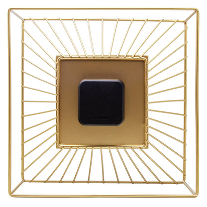 NeXtime Vasco gold metal 25x25x12cm silent table or wall clock showing a sleek modern design.