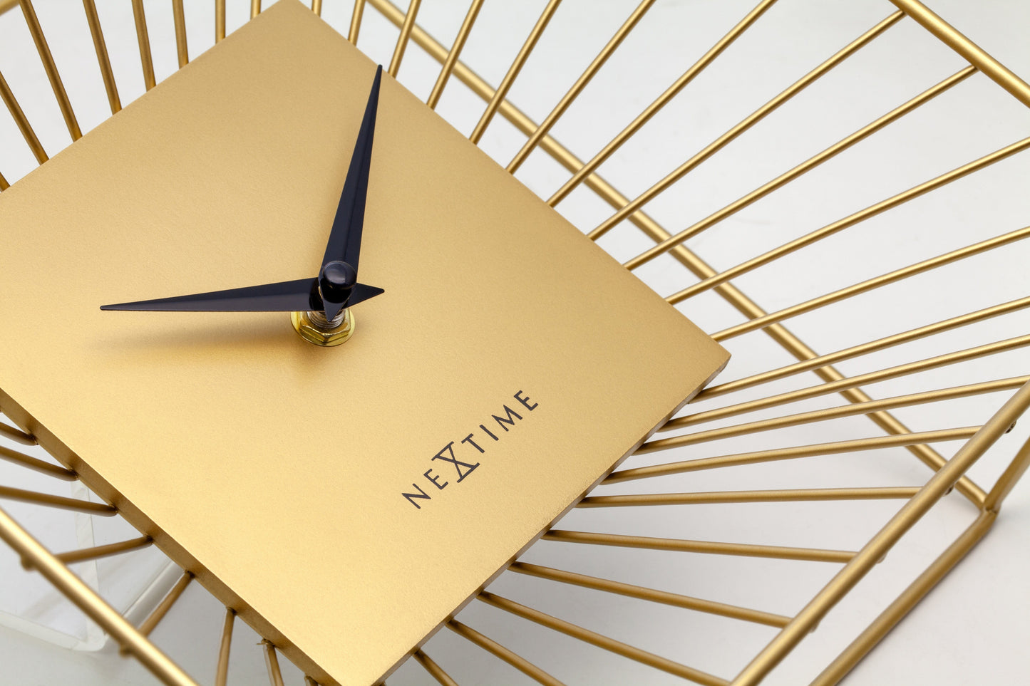 Table/Wall Clock 25x25x12cm-Silent-Gold-Metal-NeXtime 'Vasco Table'