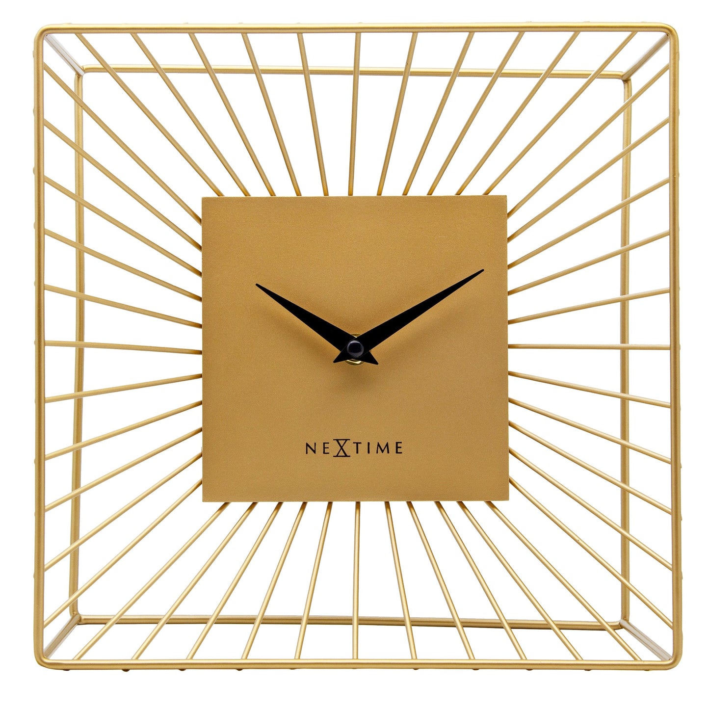Table/Wall Clock 25x25x12cm-Silent-Gold-Metal-NeXtime 'Vasco Table'
