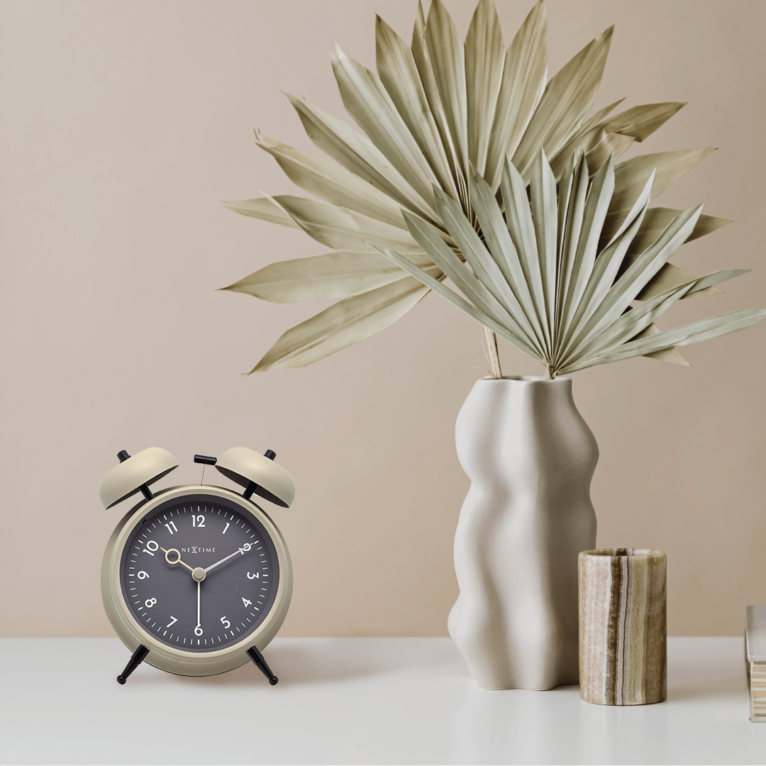 Table Alarm Clock 12 x 14 x 6cm-Metal-NeXtime "Golden Hour"