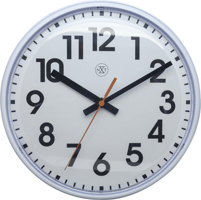 NeXtime Clocks wall clock featuring a 26cm plastic design with a modern aesthetic and the 'Peter' style.