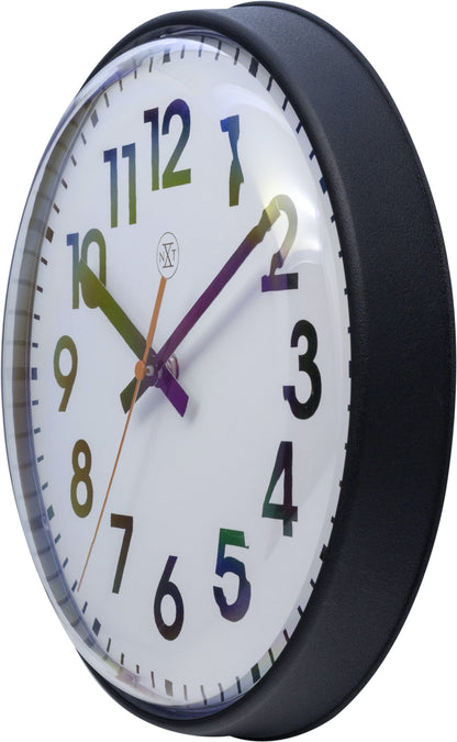 NeXtime Clocks wall clock, 26cm plastic design with a modern face, showing the right side of the 'Peter' model.