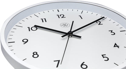 NeXtime Clocks Easy Big 30cm plastic wall clock with black hour and minute hands and a white face for easy reading.