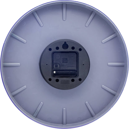 Back view of NeXtime Clocks Sweet wall clock, 29.5 cm plastic design with colorful, playful details on the clock face.