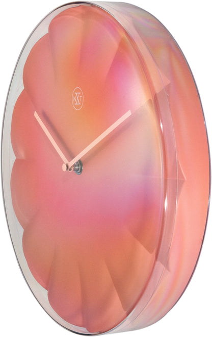 NeXtime Clocks wall clock with 29.5 cm plastic frame featuring a sweet-themed design, shown from the right side.