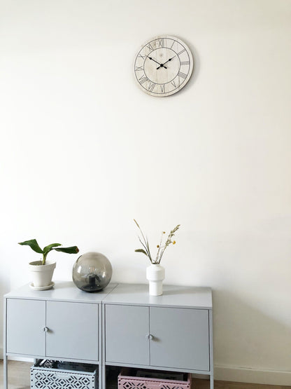 NeXtime wall clock with 40cm wooden face and minimalist design, named 'Paul', suitable for modern interior decor.
