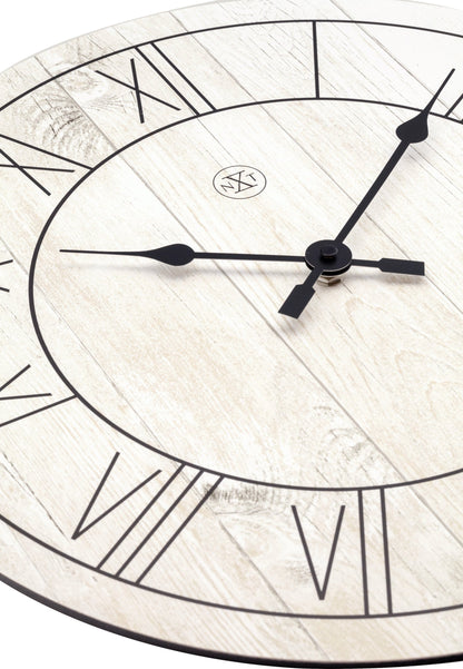 Wood wall clock by NeXtime Clocks, 40 cm diameter, featuring a sleek design and natural wood finish.