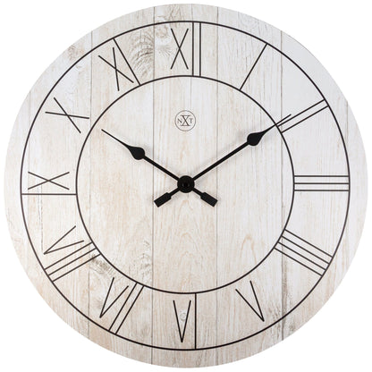 NeXtime Clocks wooden wall clock, 40 cm, with minimalist design and natural wood finish, named 'Paul'.