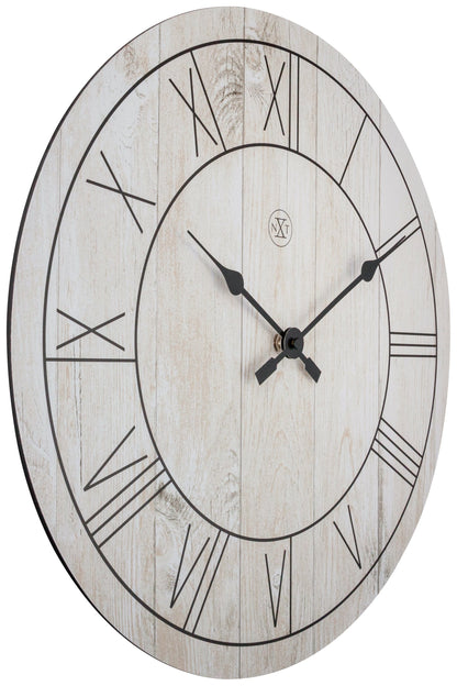 NeXtime wood wall clock 'Paul' with 40cm diameter, featuring a natural wooden finish and classic design.
