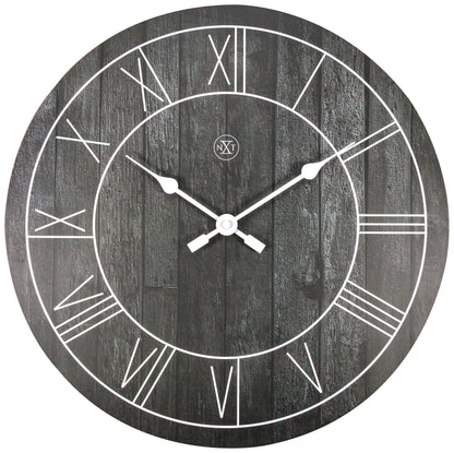 NeXtime Clocks wooden wall clock, 40 cm diameter, with a minimalist design and natural wood finish, labeled 'Paul'.