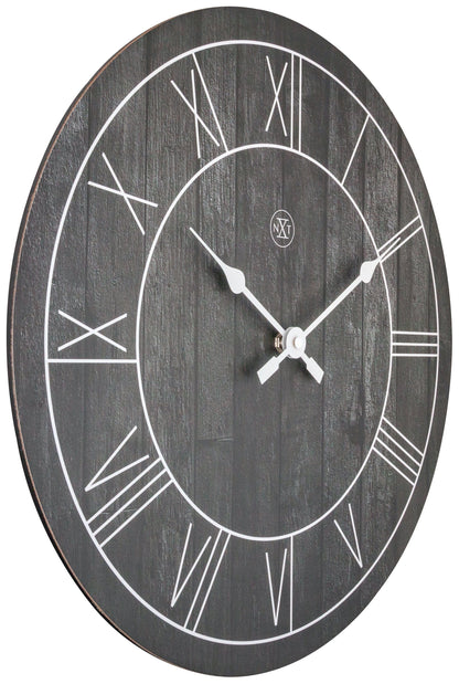Wood wall clock named Paul by NeXtime Clocks, 40 cm diameter, showing a side view with a natural wood finish.