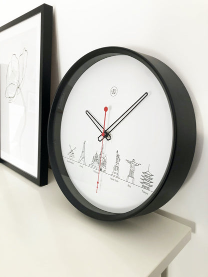 NeXtime Clocks Wall Clock, 30 cm plastic design with world map theme, labeled 'Worldtour'.