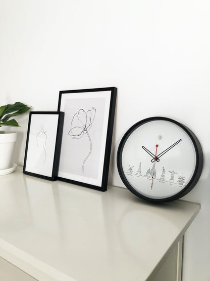 NeXtime Clocks wall clock, 30 cm plastic with Worldtour design, featuring a world map and time zones for stylish timekeeping.