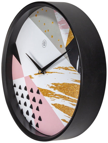 NeXtime Clocks Grace wall clock, 30 cm plastic design with black hands and minimalistic style, shown from the right side.