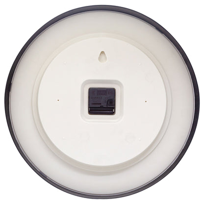 NeXtime Clocks Newcastle wall clock, 25.5cm silent plastic clock with a modern design, viewed from the back showing clock mechanism.