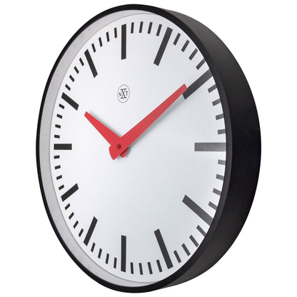 NeXtime Clocks wall clock, 25.5cm, silent plastic design, right side view featuring the Newcastle model.