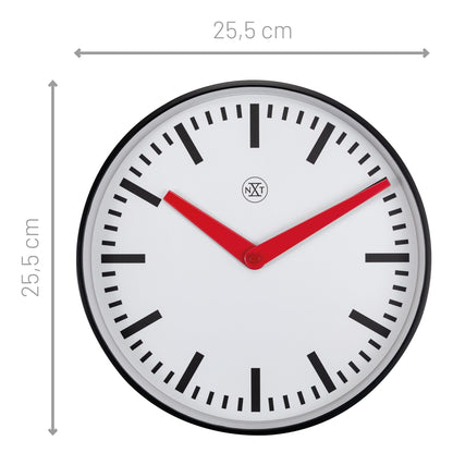 NeXtime Clocks Newcastle 25.5cm silent plastic wall clock with modern design and easy-to-read clock face.