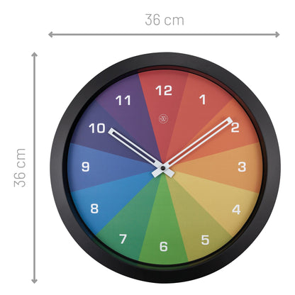 NeXtime Clocks 36cm silent plastic wall clock with "Joy" design, featuring a modern style and easy-to-read time display.