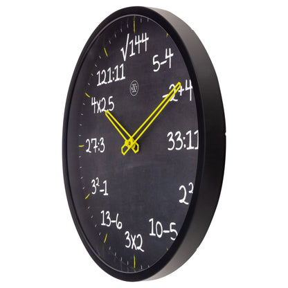 NeXtime Clocks wall clock, 30cm, silent operation, plastic design with "Maths" theme, showing right side view.