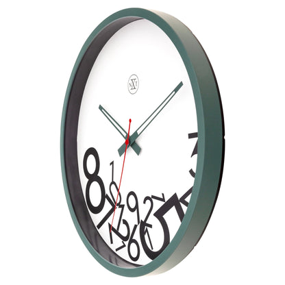 NeXtime Clocks 30cm silent plastic wall clock with dropped number design, shown from the right side.