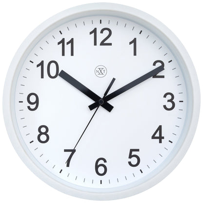 NeXtime Clocks silent wall clock, 25.5cm plastic design with a minimalist look and "Robust" branding.