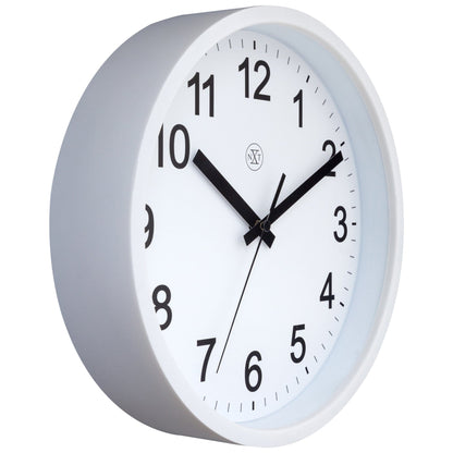 NeXtime Clocks wall clock, 25.5cm, silent plastic design with robust frame, shown from the left side.