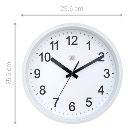 NeXtime Clocks silent plastic wall clock, 25.5cm diameter with a robust design and clear clock face.