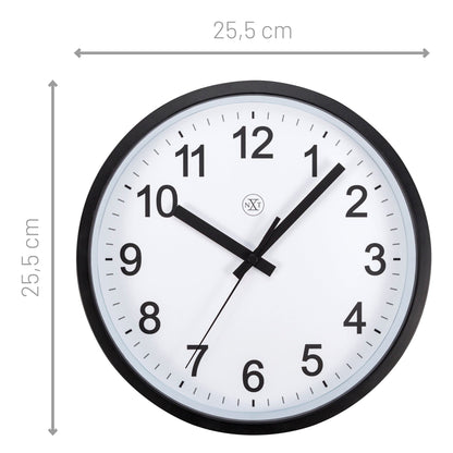 NeXtime Robust wall clock, 25.5cm, silent operation, plastic frame with modern design, suitable for home or office decor.