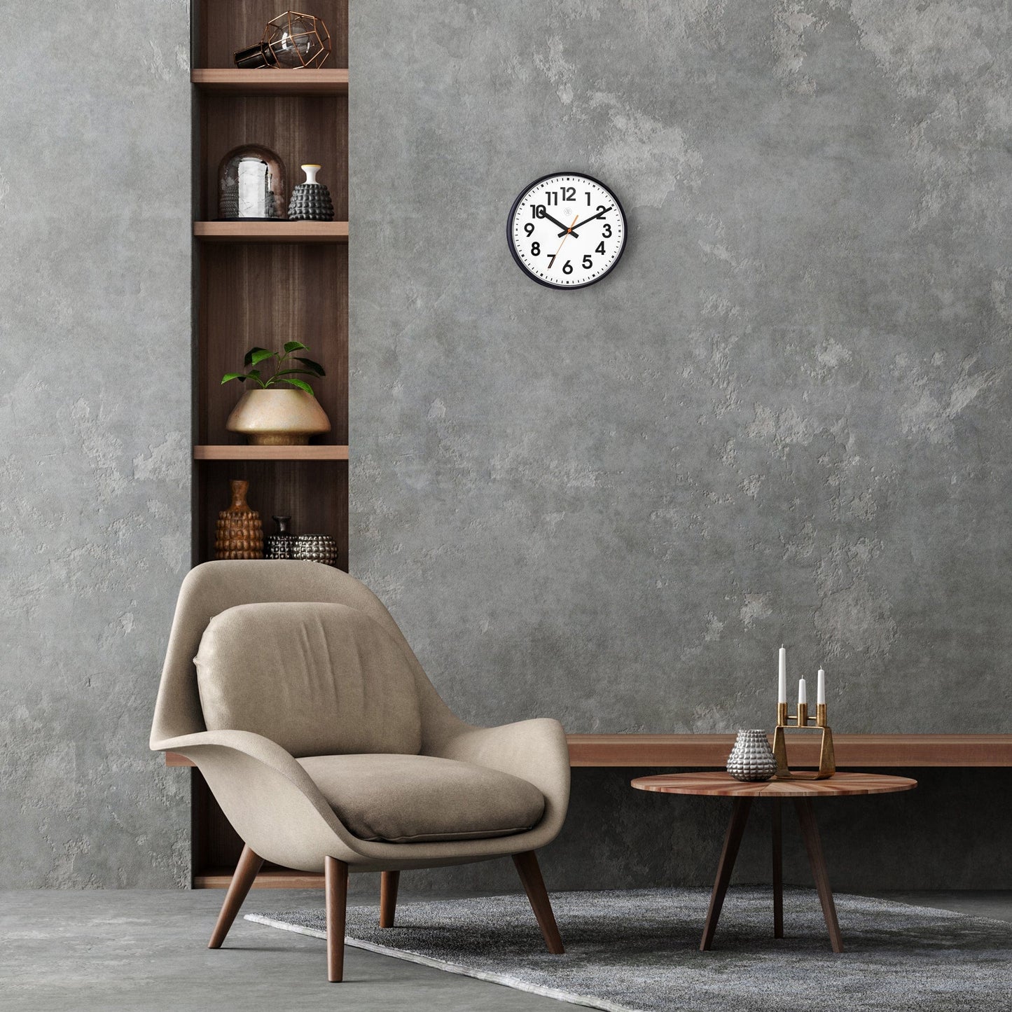 Wall clock 26cm - Silent - Plastic -"Peter"