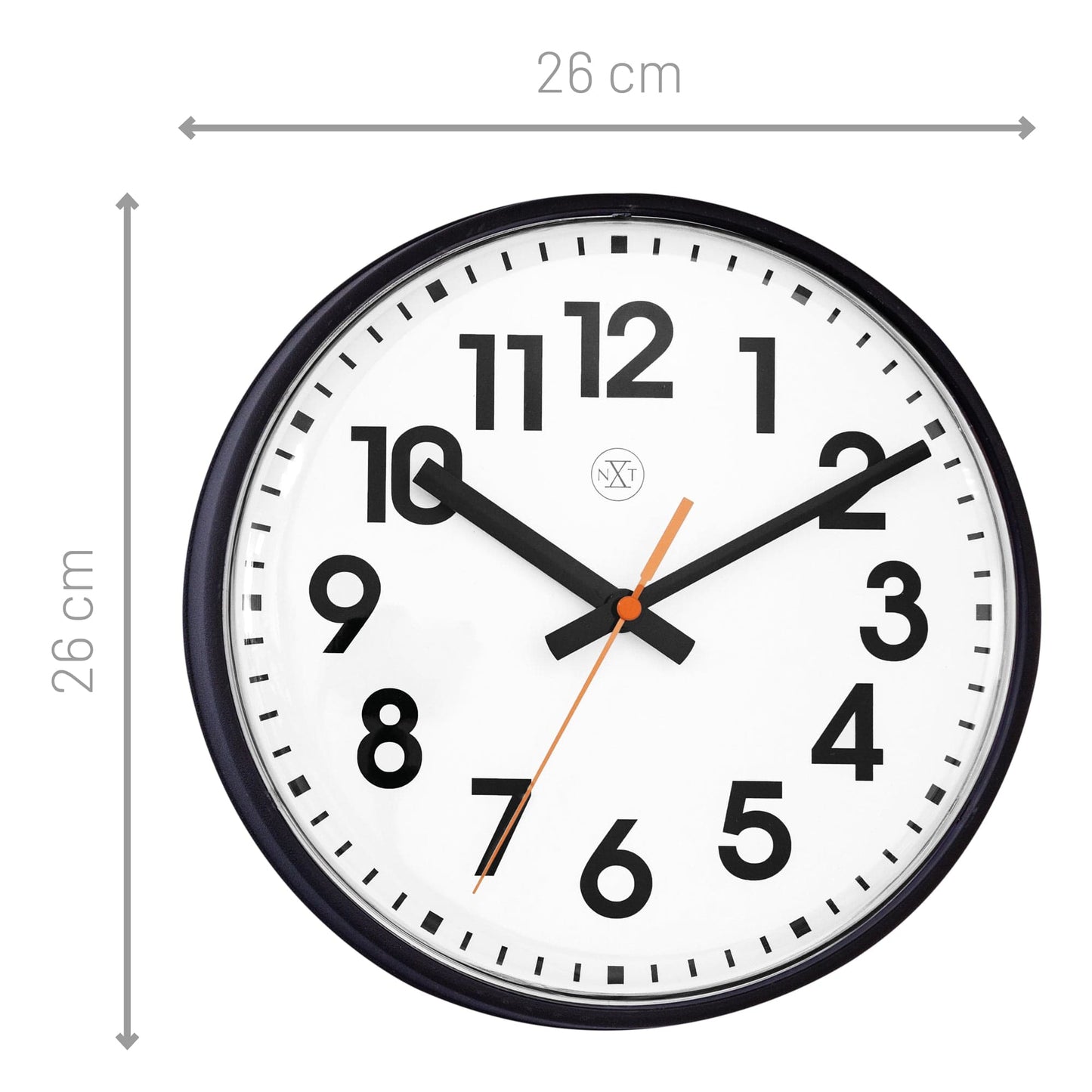 Wall clock 26cm - Silent - Plastic -"Peter"