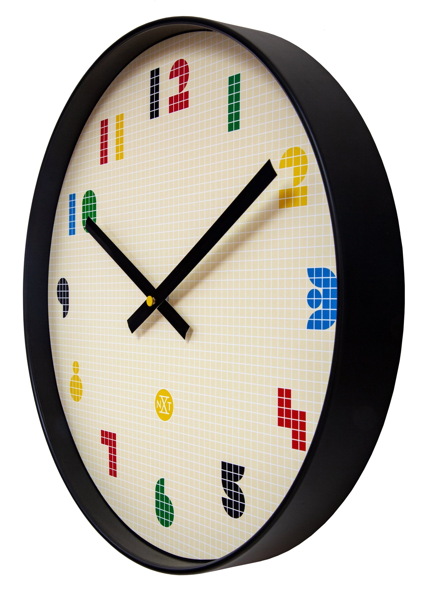 Wall Clock 35cm-Silent-Black/Multicolour-ABS- nXt 'Bit'