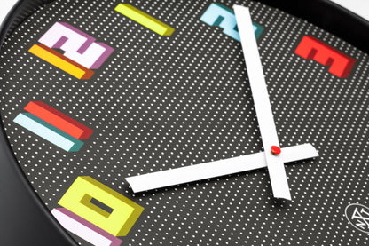 NeXtime Clocks black and multicolour wall clock, 35cm silent design with game-themed ABS details.