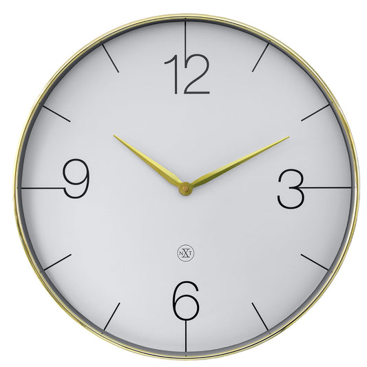 Wall clock 51cm-Silent-Gold/Chrome/Grey-Plastic-nXt 'Finesse Large'
