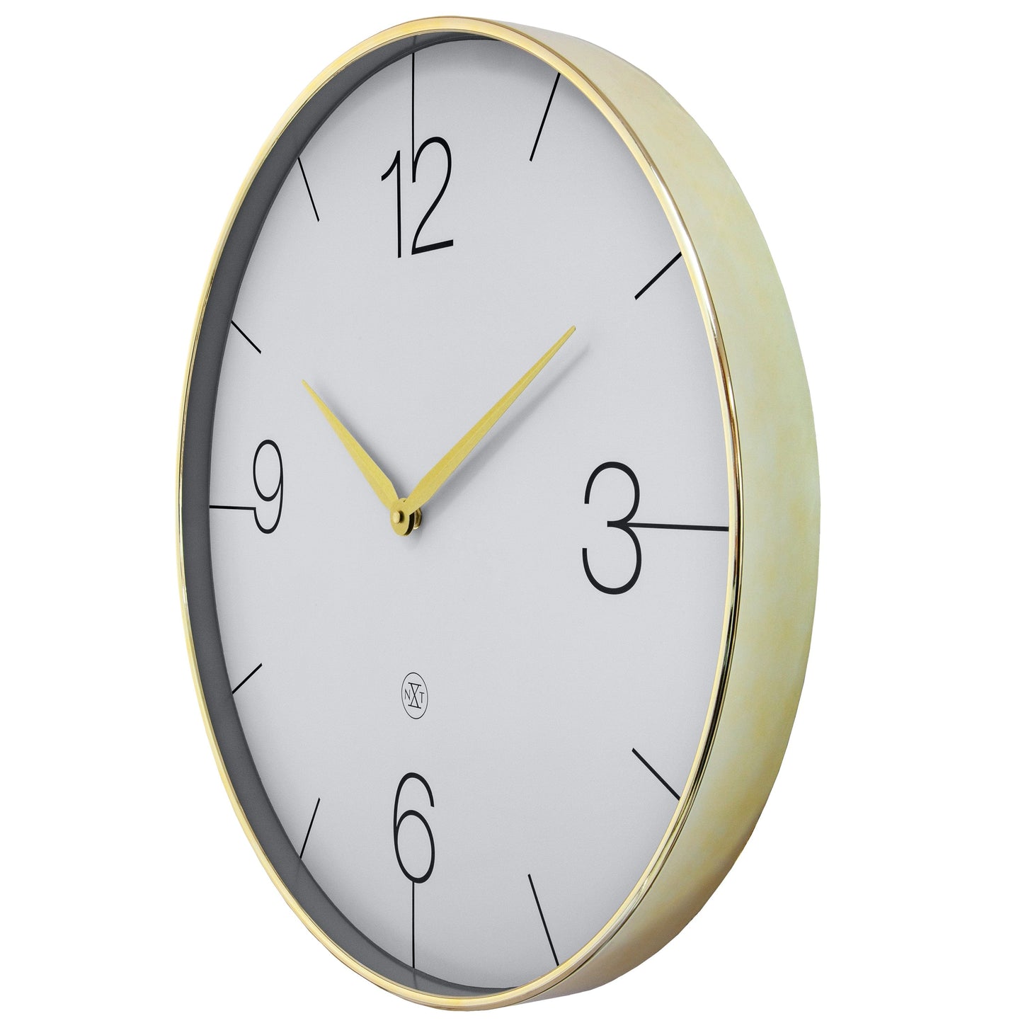 Wall clock 51cm-Silent-Gold/Chrome/Grey-Plastic-nXt 'Finesse Large'