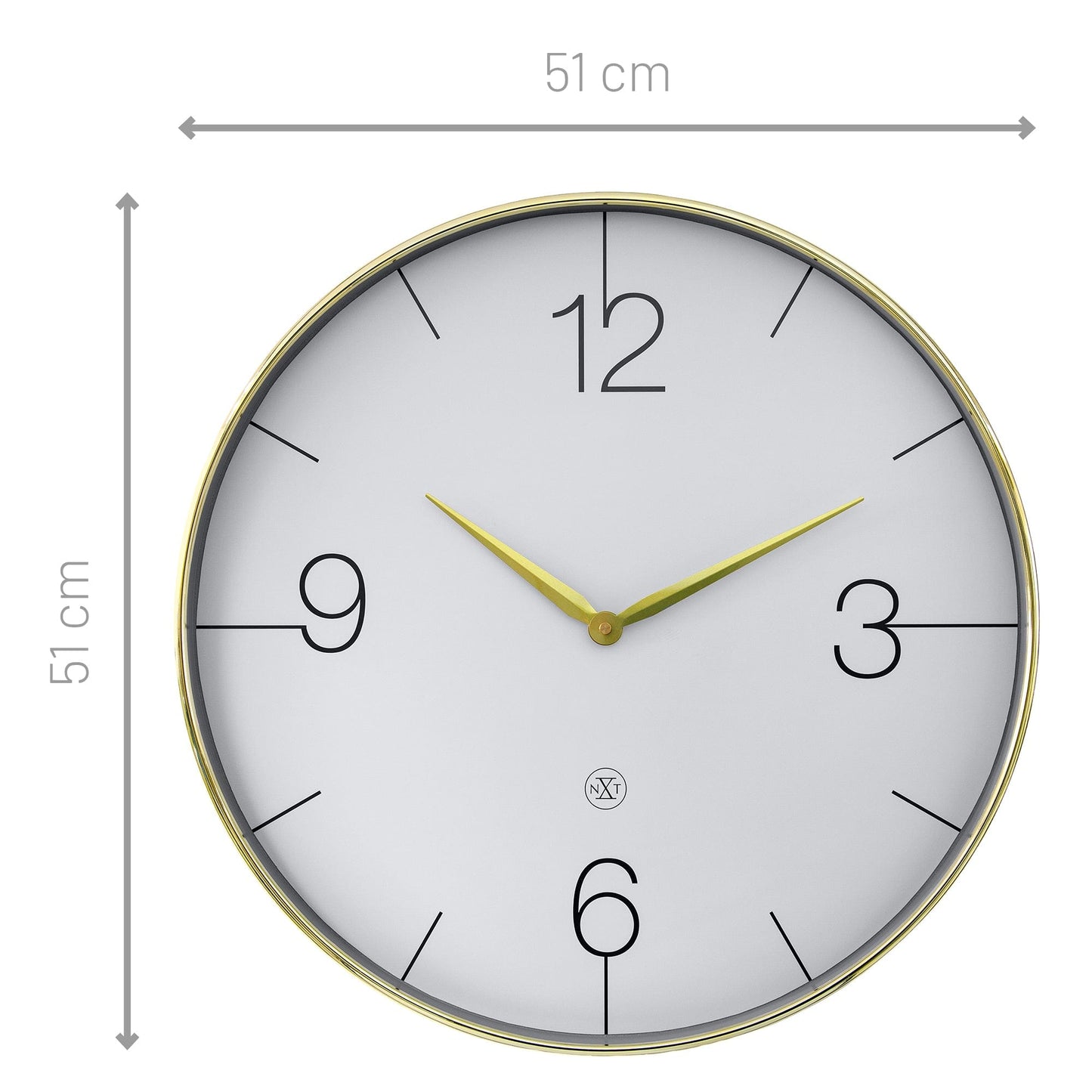 Wall clock 51cm-Silent-Gold/Chrome/Grey-Plastic-nXt 'Finesse Large'