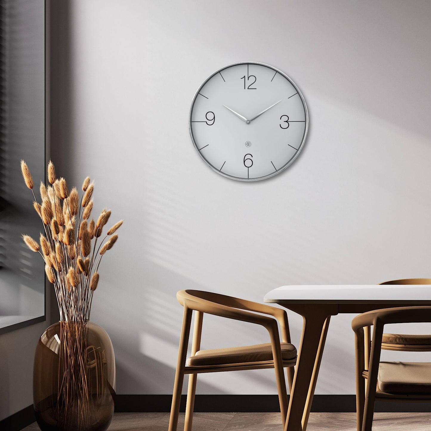 Wall clock 51cm-Silent-Gold/Chrome/Grey-Plastic-nXt 'Finesse Large'