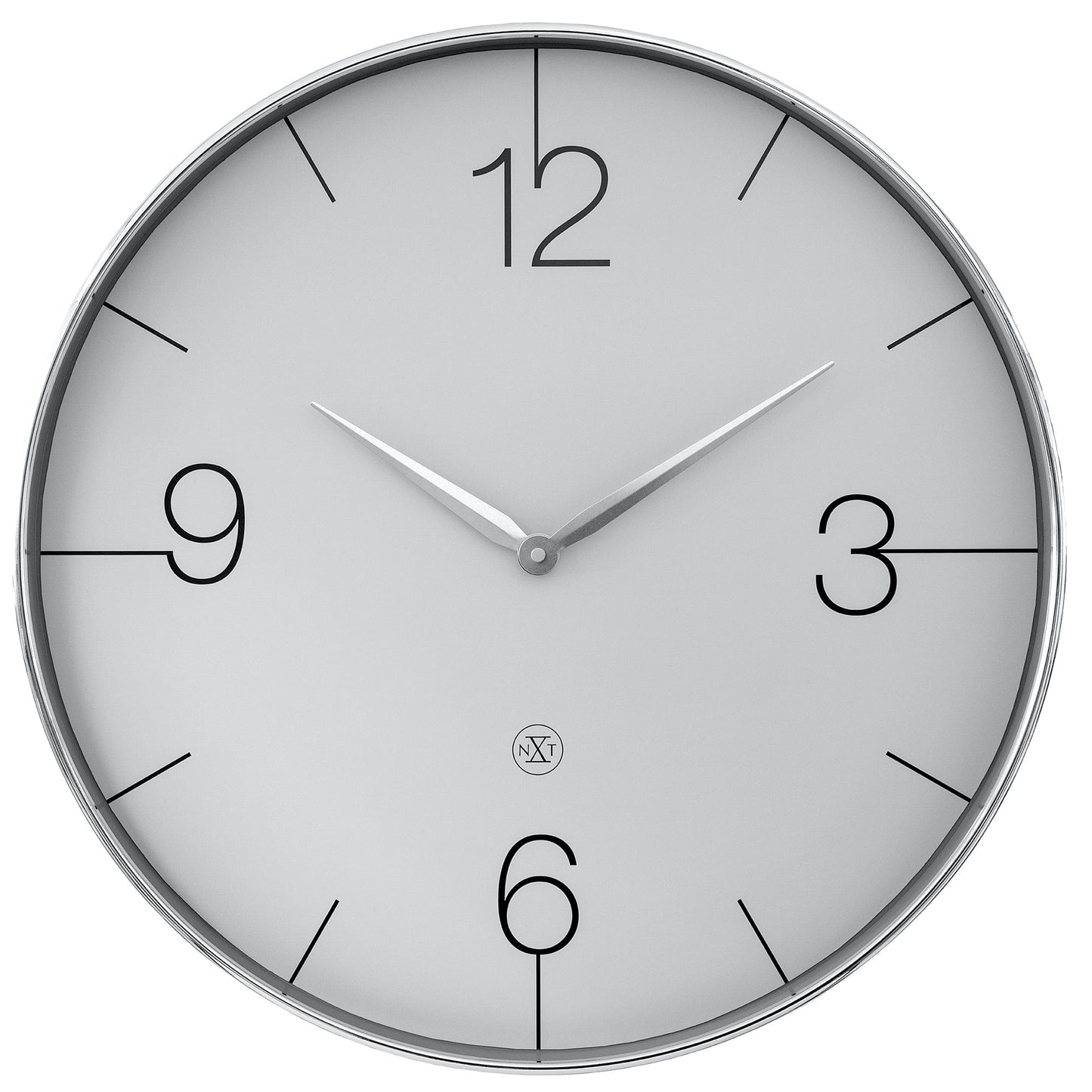 Wall clock 51cm-Silent-Gold/Chrome/Grey-Plastic-nXt 'Finesse Large'